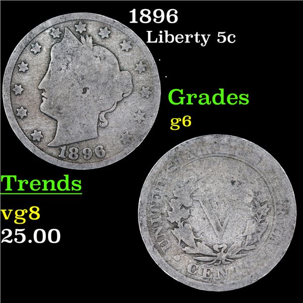 1896 Liberty Nickel 5c Grades g+