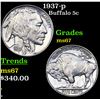 Image 1 : 1937-p Buffalo Nickel 5c Grades GEM++ Unc