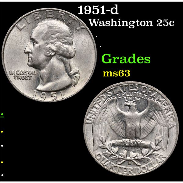 1951-d Washington Quarter 25c Grades Select Unc