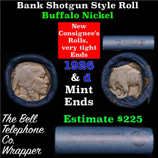 Buffalo Nickel Shotgun Roll in Old Bank Style 'Bell Telephone'  Wrapper 1926 &d Mint Ends