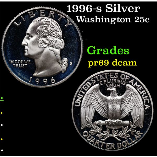 Proof 1996-s Silver Washington Quarter 25c Grades GEM++ Proof Deep Cameo