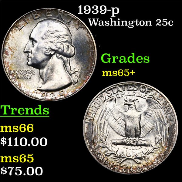 1939-p Washington Quarter 25c Grades GEM+ Unc