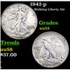 Image 1 : 1942-p Walking Liberty Half Dollar 50c Grades Select AU