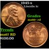 1945-s Lincoln Cent 1c Grades GEM++ RD
