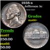 Image 1 : 1938-s Jefferson Nickel 5c Grades GEM++ Unc