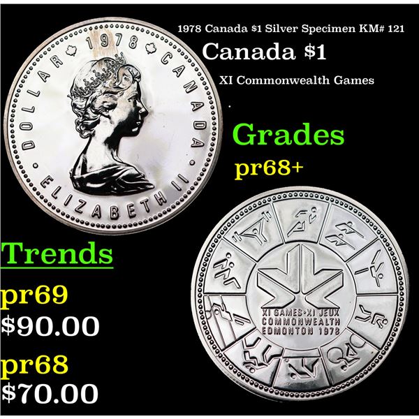Proof 1978 Canada $1 Silver Specimen Canada Dollar KM# 121 $1 Grades GEM++ Proof