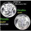 Image 1 : 1943-p Mercury Dime 10c Grades GEM++ Unc