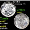 Image 1 : 1942-p Mercury Dime 10c Grades GEM++ Unc