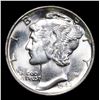 Image 2 : 1942-p Mercury Dime 10c Grades GEM++ Unc
