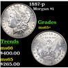 Image 1 : 1887-p Morgan Dollar $1 Grades GEM+ Unc