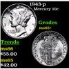 Image 1 : 1943-p Mercury Dime 10c Grades GEM+ Unc