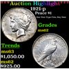 Image 1 : ***Auction Highlight*** 1921-p Peace Dollar $1 Graded Select Unc By USCG (fc)