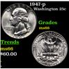 Image 1 : 1947-p Washington Quarter 25c Grades GEM+ Unc