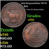 Image 1 : 1833 Responsibility Hard Times Token HT-70 1c Grades vf++
