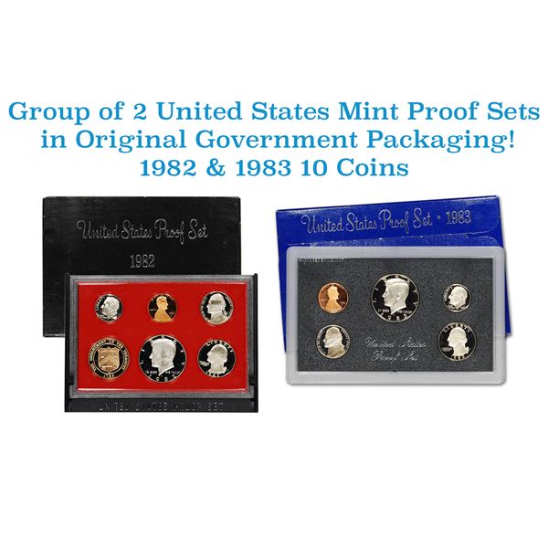 Group of 2 United States Mint Proof Sets 1982-1983 10 coins