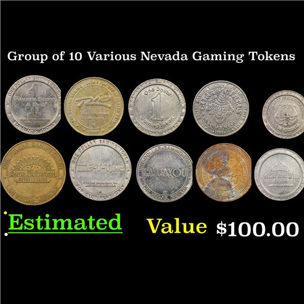 Group of 10 Various Nevada Gaming Tokens