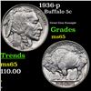 Image 1 : 1936-p Buffalo Nickel 5c Grades GEM Unc
