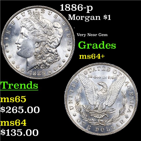 1886-p Morgan Dollar $1 Grades Choice+ Unc