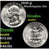 Image 1 : 1941-p Washington Quarter 25c Grades GEM+ Unc