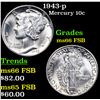 Image 1 : 1943-p Mercury Dime 10c Grades GEM+ FSB