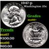 Image 1 : 1947-p Washington Quarter 25c Grades GEM++ Unc