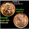 Image 1 : 1939-p Lincoln Cent 1c Grades GEM++ Unc RD