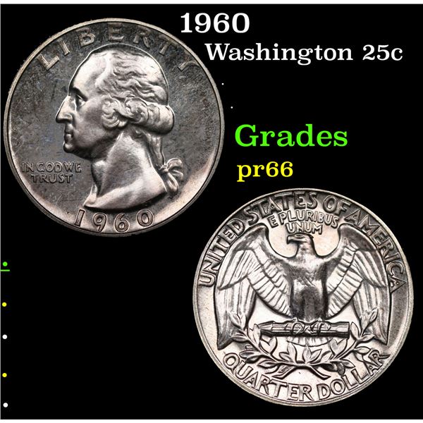 Proof 1960 Washington Quarter 25c Grades GEM+ Proof