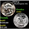 Image 1 : 1954-p Washington Quarter 25c Grades GEM++ Unc