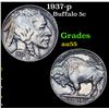 Image 1 : 1937-p Buffalo Nickel 5c Grades Choice AU