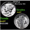 Image 1 : 1943-p Mercury Dime 10c Grades GEM++ Unc