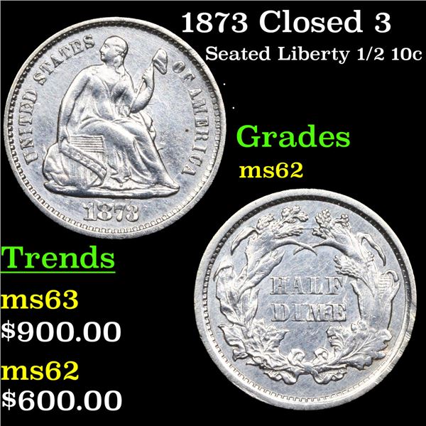1973 Closed 3 Seated Liberty Half Dime 1/2 10c Grades Select Unc