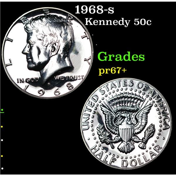 Proof 1968-s Kennedy Half Dollar 50c Grades GEM++ Proof