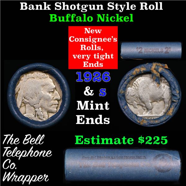 Buffalo Nickel Shotgun Roll in Old Bank Style 'Bell Telephone'  Wrapper 1926 &s Mint Ends