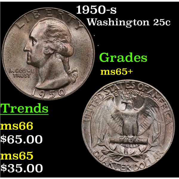 1950-s Washington Quarter 25c Grades GEM+ Unc