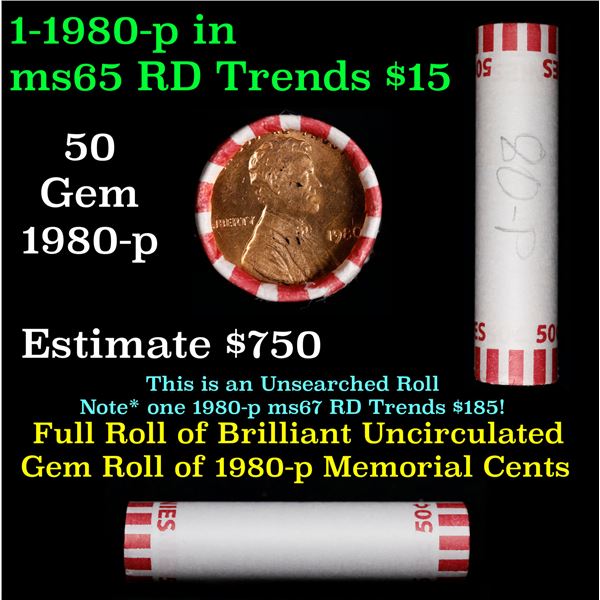 Shotgun Lincoln 1c roll, 1980-p 50 pcs Bank Wrapper.