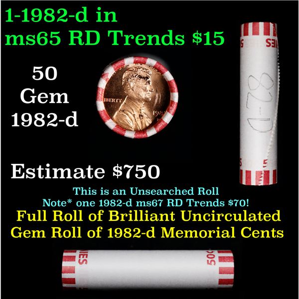 Shotgun Lincoln 1c roll, 1982-d 50 pcs Bank Wrapper.