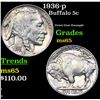Image 1 : 1936-p Buffalo Nickel 5c Grades GEM Unc