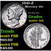 Image 1 : 1941-d Mercury Dime 10c Grades Choice Unc+ FSB