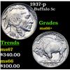 Image 1 : 1937-p Buffalo Nickel 5c Grades GEM++ Unc