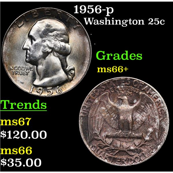 1956-p Washington Quarter 25c Grades GEM++ Unc