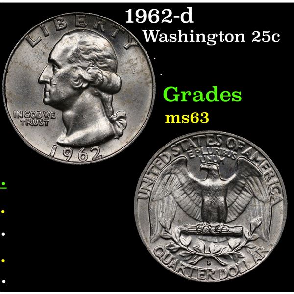 1962-d Washington Quarter 25c Grades Select Unc