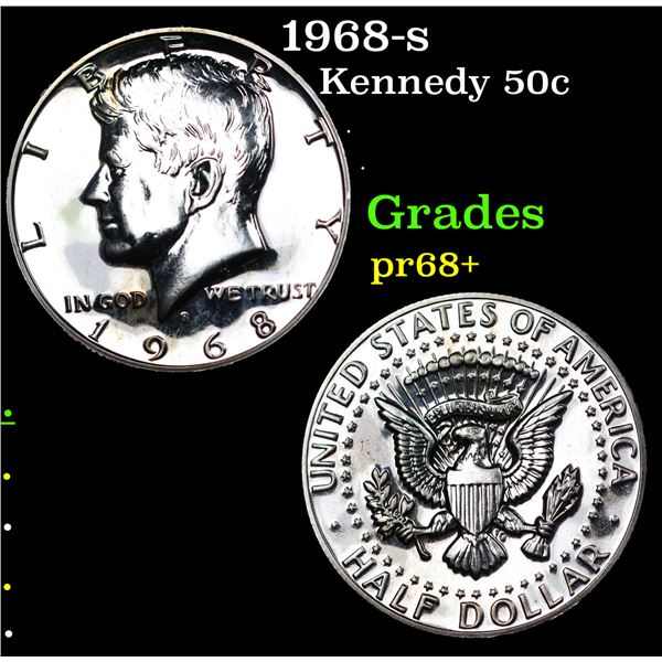 Proof 1968-s Kennedy Half Dollar 50c Grades GEM++ Proof