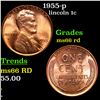 Image 1 : 1955-p Lincoln Cent 1c Grades GEM+ Unc RD