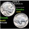 Image 1 : 1938-d Buffalo Nickel 5c Grades GEM Unc