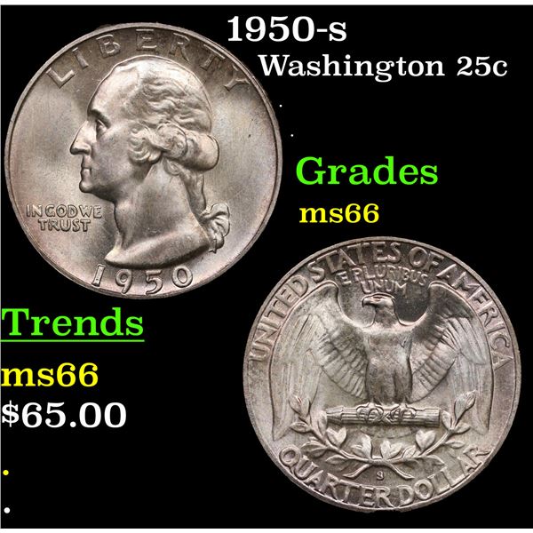1950-s Washington Quarter 25c Grades GEM+ Unc