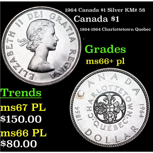 1964 Canada $1 Silver Canada Dollar KM# 58 $1 Grades GEM++ PL