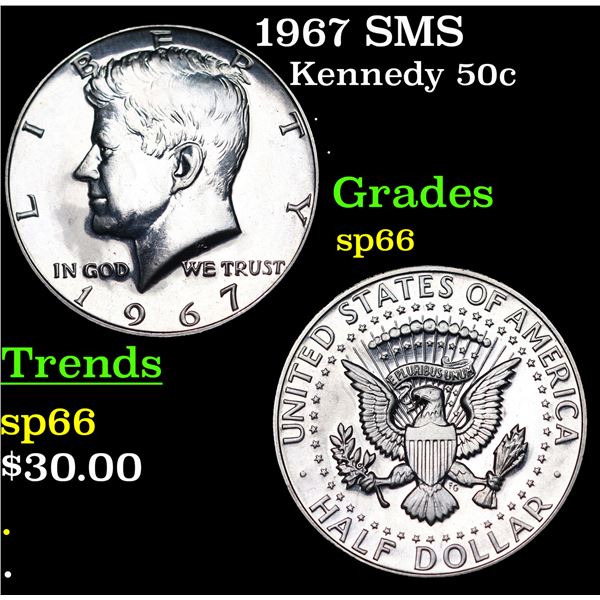 1967 SMS Kennedy Half Dollar 50c Grades sp66