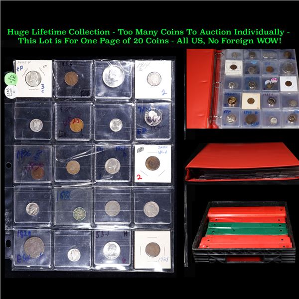 Huge Liifetime Collection - Too Many Coins To Auction Individually - This Lot is For One Page of 20 