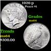 Image 1 : 1926-p Peace Dollar $1 Grades Choice Unc