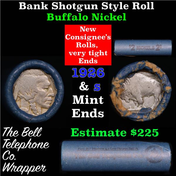 Buffalo Nickel Shotgun Roll in Old Bank Style 'Bell Telephone'  Wrapper 1926 &s Mint Ends